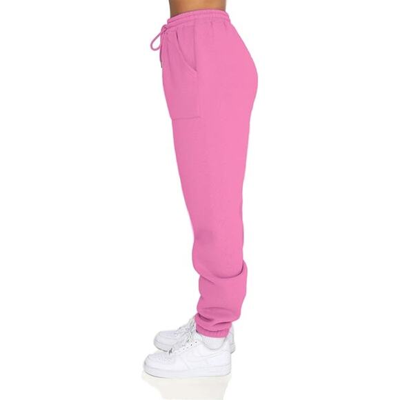 New Size Medium Pink Fleece Lined, High Waisted, Cotton Jogger Sweatpants - Picture 3 of 5